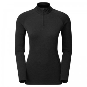 Black Montane Dart Zip Neck Women's T Shirts | FSR877CS