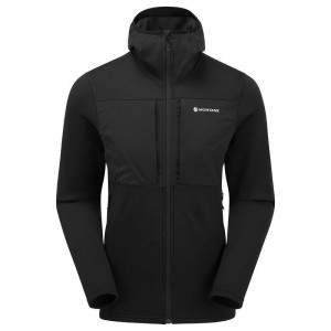 Black Montane Fury XT Hooded Men's Fleece Jackets | YZM3716PN