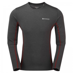 Dark Grey Montane Dart Long Sleeve Men's T Shirts | NCU4759CS