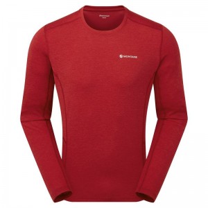 Dark Red Montane Dart Long Sleeve Men's T Shirts | MNR4733BI