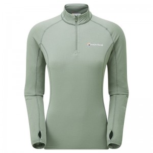 Grey Green Montane Allez Micro Pull-On Women's Fleece Jackets | HPZ937LR