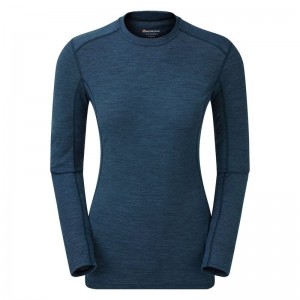 Navy Blue Montane Primino 140 Long Sleeve Women's T Shirts | OUV1530WE