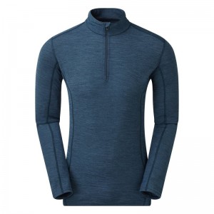 Navy Blue Montane Primino 140 Zip Neck Men's Base Layer Tops | DRB5877IQ