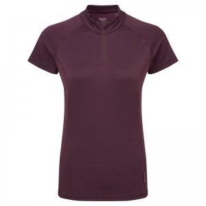 Purple Montane Dart Zip Women's T Shirts | BBZ4648VO