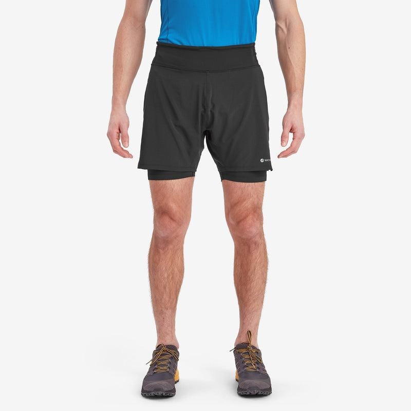 Black Montane Slipstream Twin Skin Running Men's Shorts | LLE6080XP