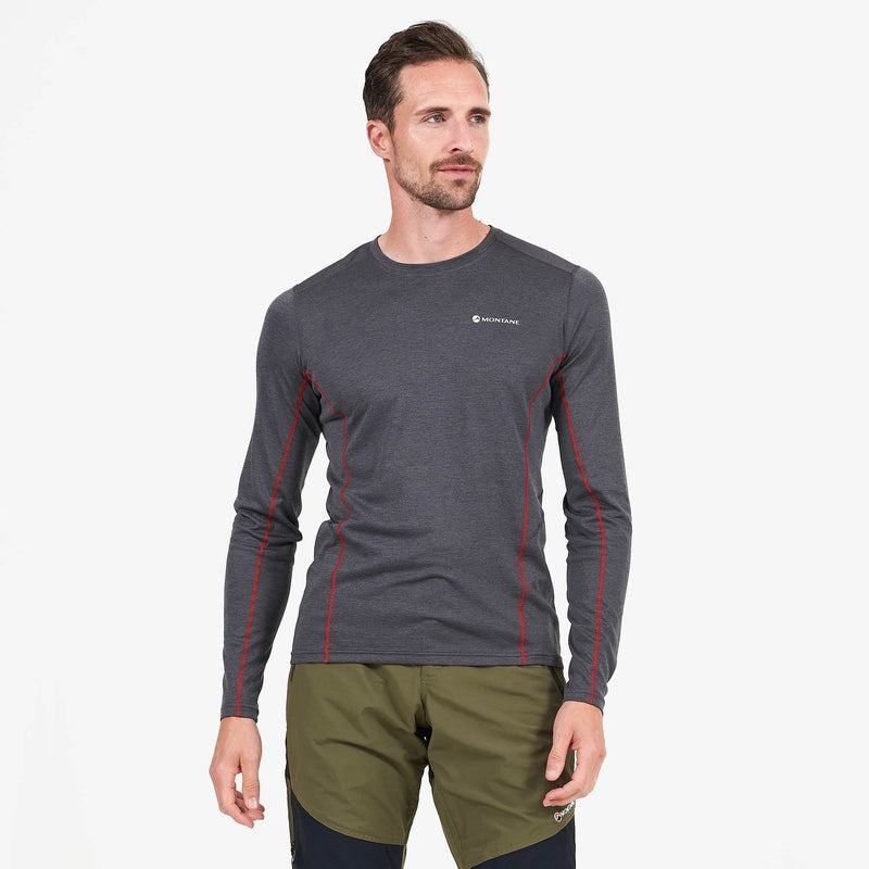 Dark Grey Montane Dart Long Sleeve Men's T Shirts | NCU4759CS