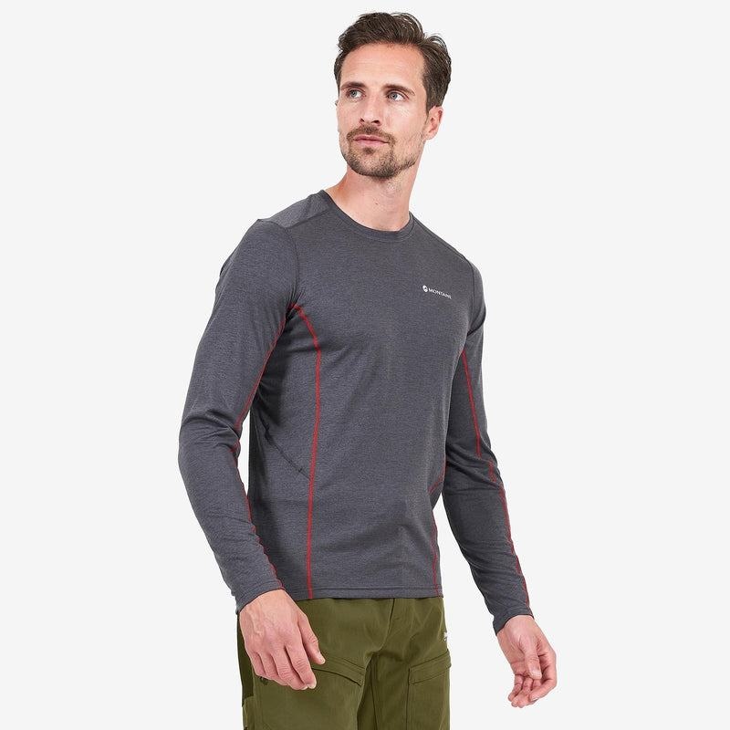 Dark Grey Montane Dart Long Sleeve Men's T Shirts | NCU4759CS